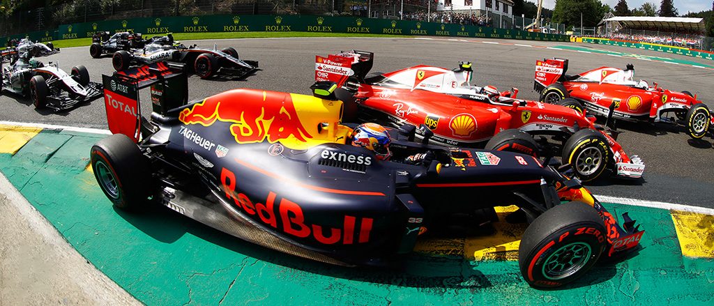 Verstappen, Raikkonen & Vettel collide at La Source, Belgian GP, 2016